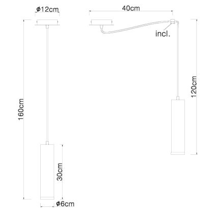 Globo - Hanglamp aan kabel 1xE27/60W/230V zwart hout