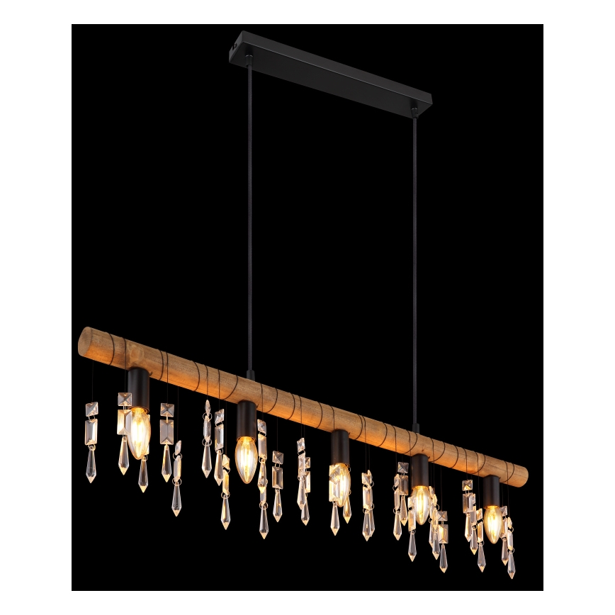 Globo 15532-5H - Hanglamp aan kabel KIRA 5xE14/40W/230V zwart/bruin