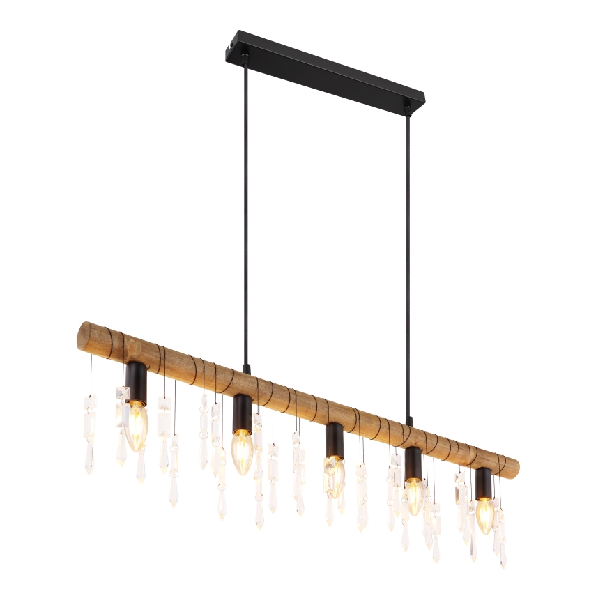 Globo 15532-5H - Hanglamp aan kabel KIRA 5xE14/40W/230V zwart/bruin