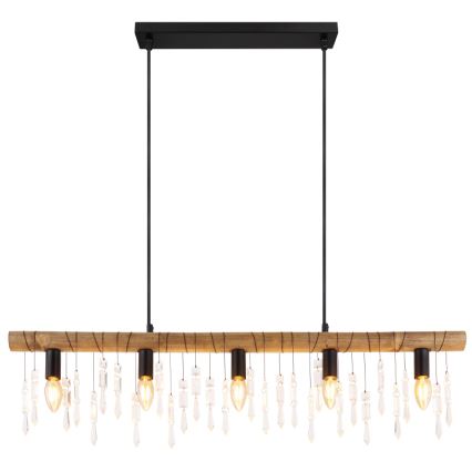 Globo 15532-5H - Hanglamp aan kabel KIRA 5xE14/40W/230V zwart/bruin
