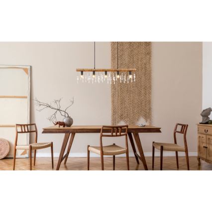 Globo 15532-5H - Suspension sur câble KIRA 5xE14/40W/230V noir/marron