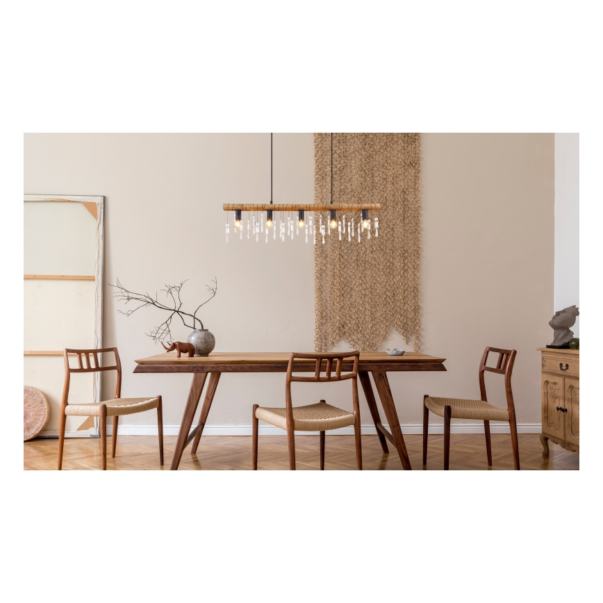 Globo 15532-5H - Suspension sur câble KIRA 5xE14/40W/230V noir/marron