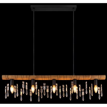 Globo 15532-5H - Suspension sur câble KIRA 5xE14/40W/230V noir/marron