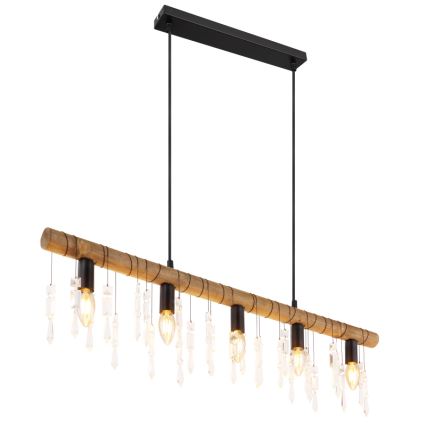 Globo 15532-5H - Suspension sur câble KIRA 5xE14/40W/230V noir/marron