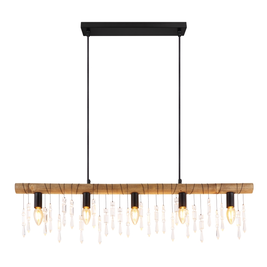 Globo 15532-5H - Suspension sur câble KIRA 5xE14/40W/230V noir/marron