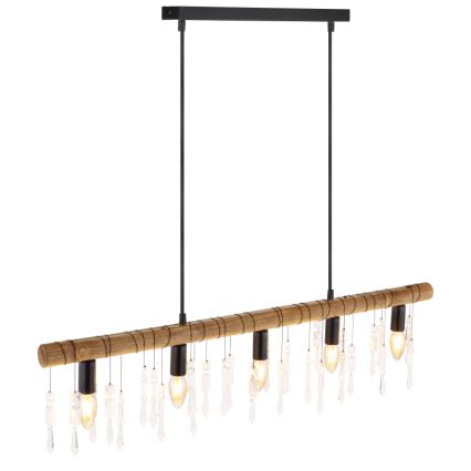 Globo 15532-5H - Suspension sur câble KIRA 5xE14/40W/230V noir/marron