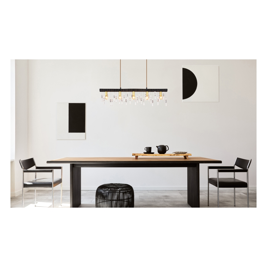 Globo 15532-5HB - Hanglamp KIRA met kabel 5xE14/40W/230V zwart