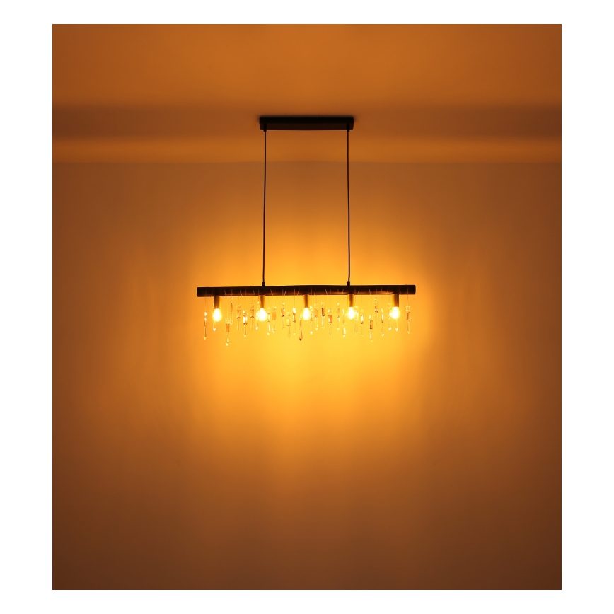 Globo 15532-5HB - Hanglamp KIRA met kabel 5xE14/40W/230V zwart