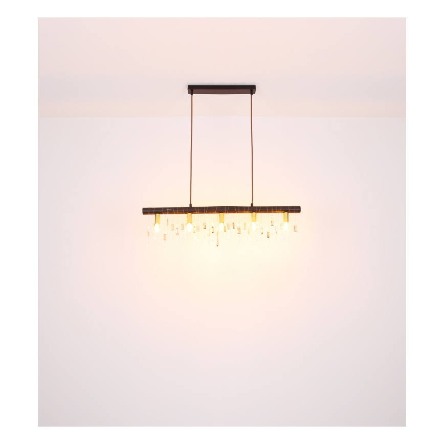 Globo 15532-5HB - Hanglamp KIRA met kabel 5xE14/40W/230V zwart