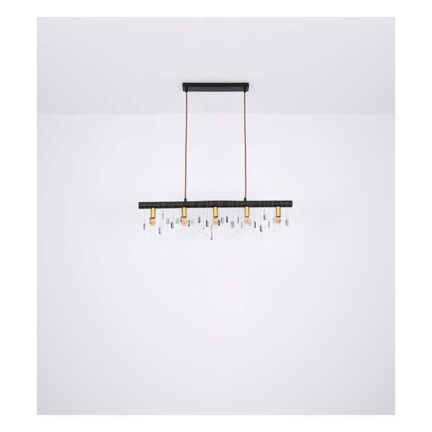 Globo 15532-5HB - Hanglamp KIRA met kabel 5xE14/40W/230V zwart