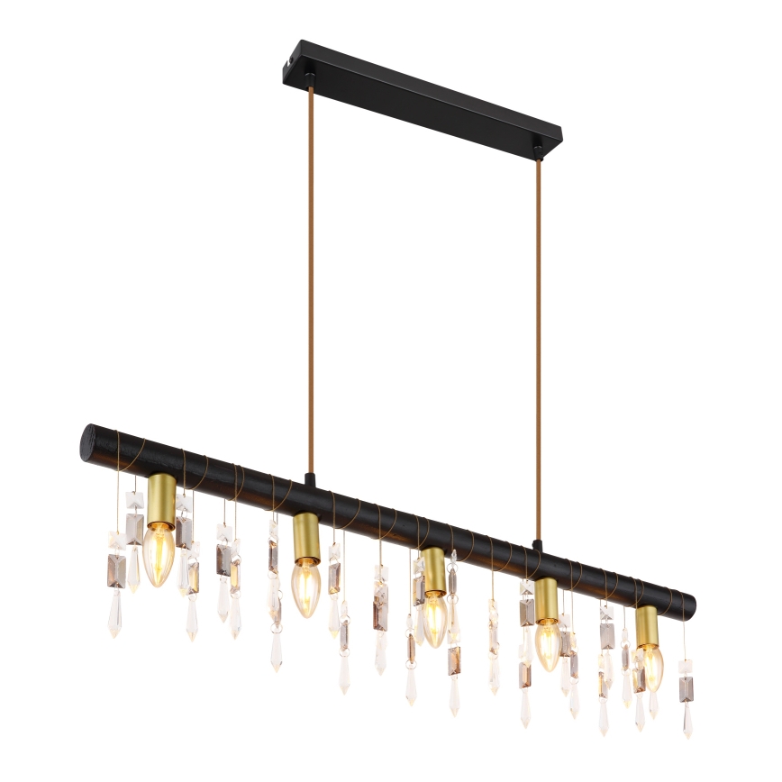 Globo 15532-5HB - Hanglamp KIRA met kabel 5xE14/40W/230V zwart