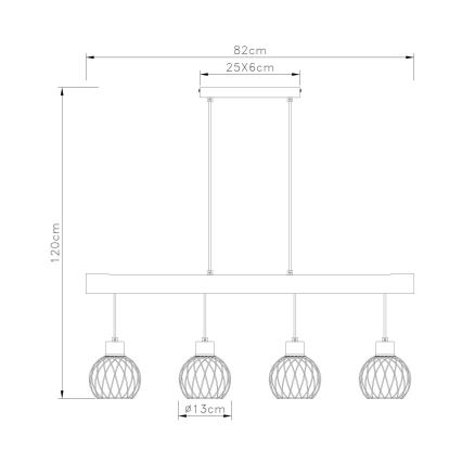 Globo - Hanglamp aan een koord 4xE27/15W/230V