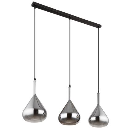 Globo - Suspension filaire 3xE27/60W/230V noir