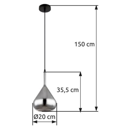 Globo - Suspension filaire 1xE27/60W/230V d. 20 cm noir