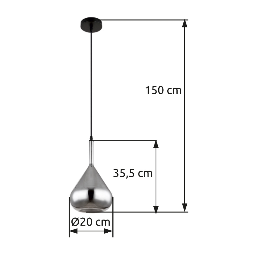 Globo - Suspension filaire 1xE27/60W/230V d. 20 cm noir
