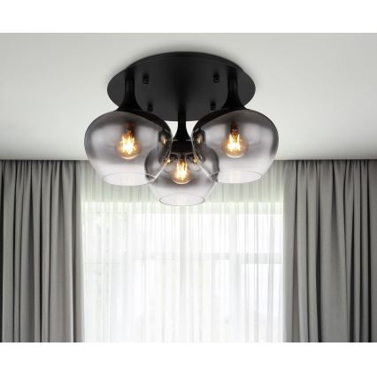 Globo - Plafonnier 3xE27/40W/230V d. 45 cm noir