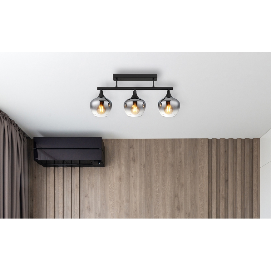 Globo - Bevestigde hanglamp 3xE27/40W/230V zwart