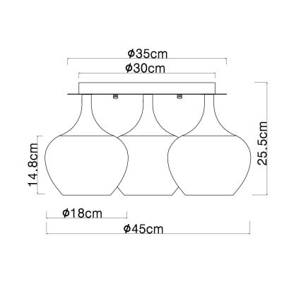 Globo - Plafonnier 3xE27/40W/230V d. 45 cm cuivre