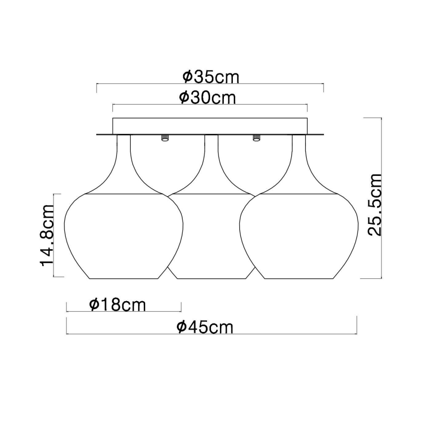 Globo - Plafonnier 3xE27/40W/230V d. 45 cm cuivre