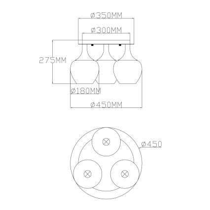 Globo - Bevestigde hanglamp 3xE27/40W/230V antraciet