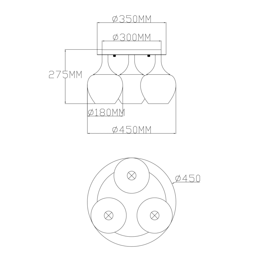 Globo - Bevestigde hanglamp 3xE27/40W/230V antraciet