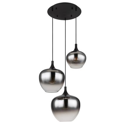 Globo - Hanglamp aan een koord 3xE27/40W/230V diameter 48 cm zwart