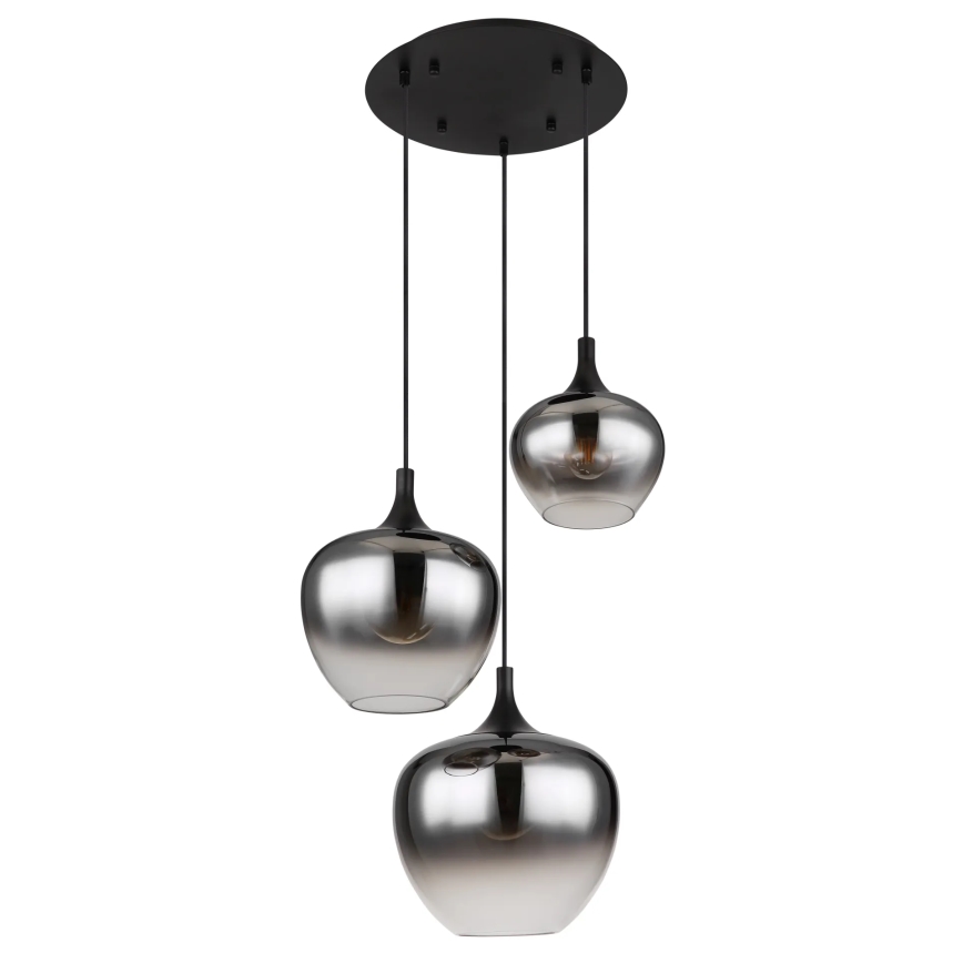 Globo - Hanglamp aan een koord 3xE27/40W/230V diameter 48 cm zwart