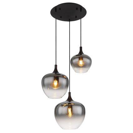 Globo - Hanglamp aan een koord 3xE27/40W/230V diameter 48 cm zwart