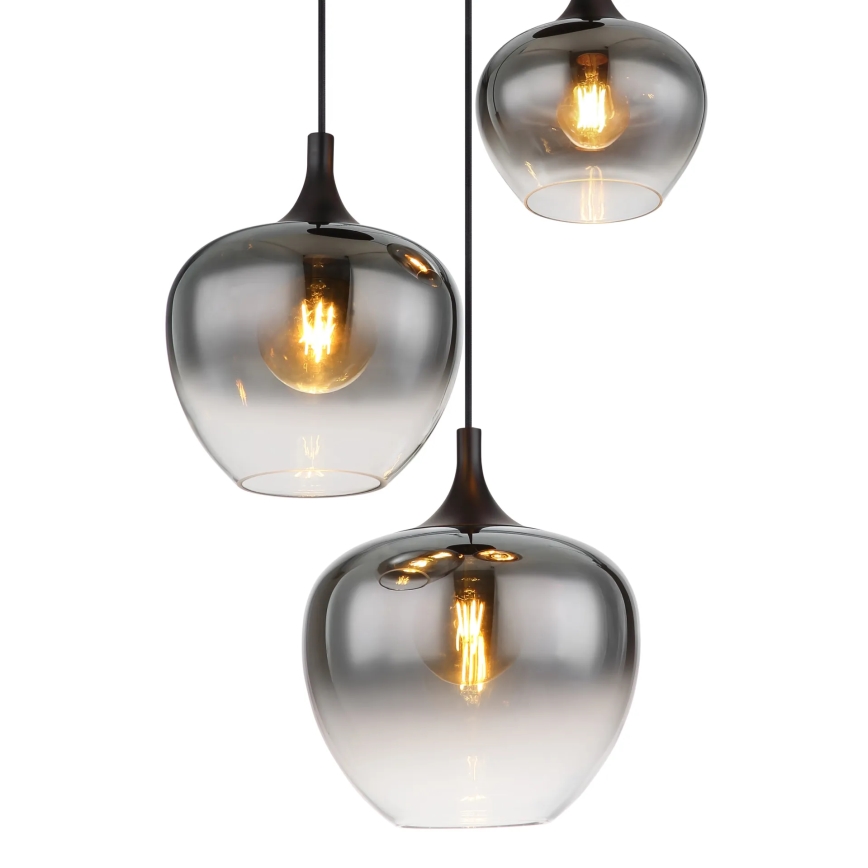 Globo - Hanglamp aan een koord 3xE27/40W/230V diameter 48 cm zwart