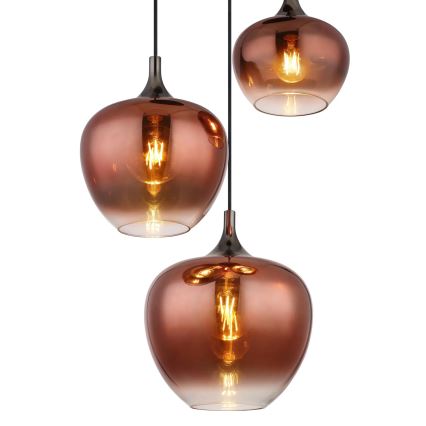 Globo - Hanglamp aan een koord 3xE27/40W/230V koper
