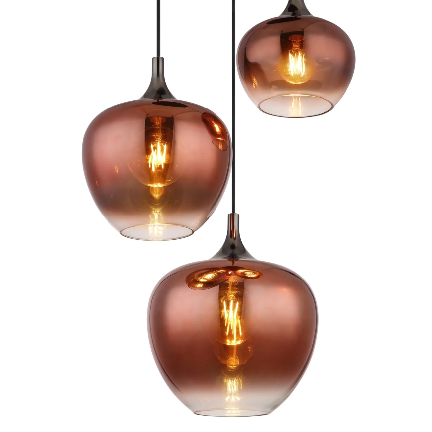 Globo - Hanglamp aan een koord 3xE27/40W/230V koper