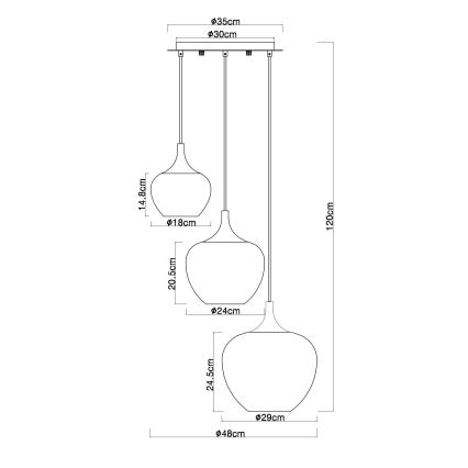 Globo - Hanglamp aan een koord 3xE27/40W/230V koper