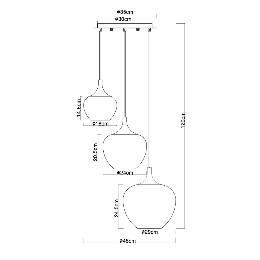 Globo - Hanglamp aan een koord 3xE27/40W/230V koper