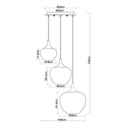 Globo - Hanglamp aan een koord 3xE27/40W/230V wit/antraciet