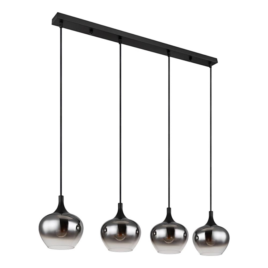 Globo - Suspension sur câble 4xE27/40W/230V noire