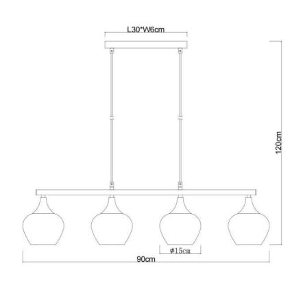 Globo - Hanglamp aan een koord 4xE27/40W/230V zwart