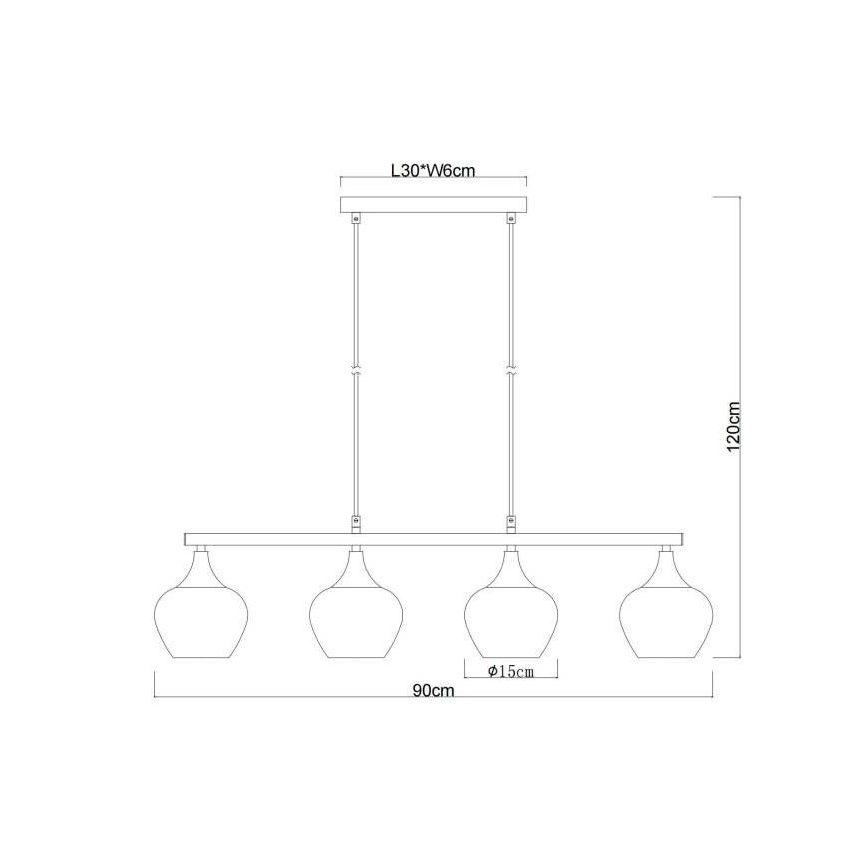 Globo - Hanglamp aan een koord 4xE27/40W/230V zwart
