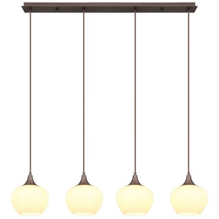 Globo - Hanglamp aan een koord 4xE27/40W/230V wit/bruin