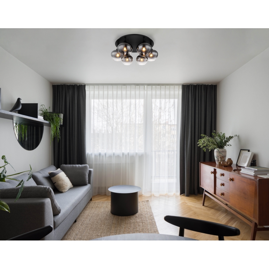 Globo - Lustre plafonnier 6xE27/40W/230V Ø 65 cm noir