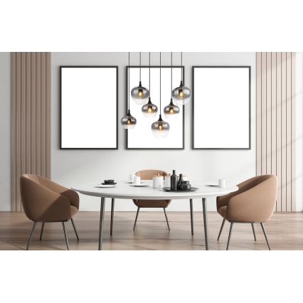 Globo - Hanglamp aan een koord 6xE27/40W/230V zwart