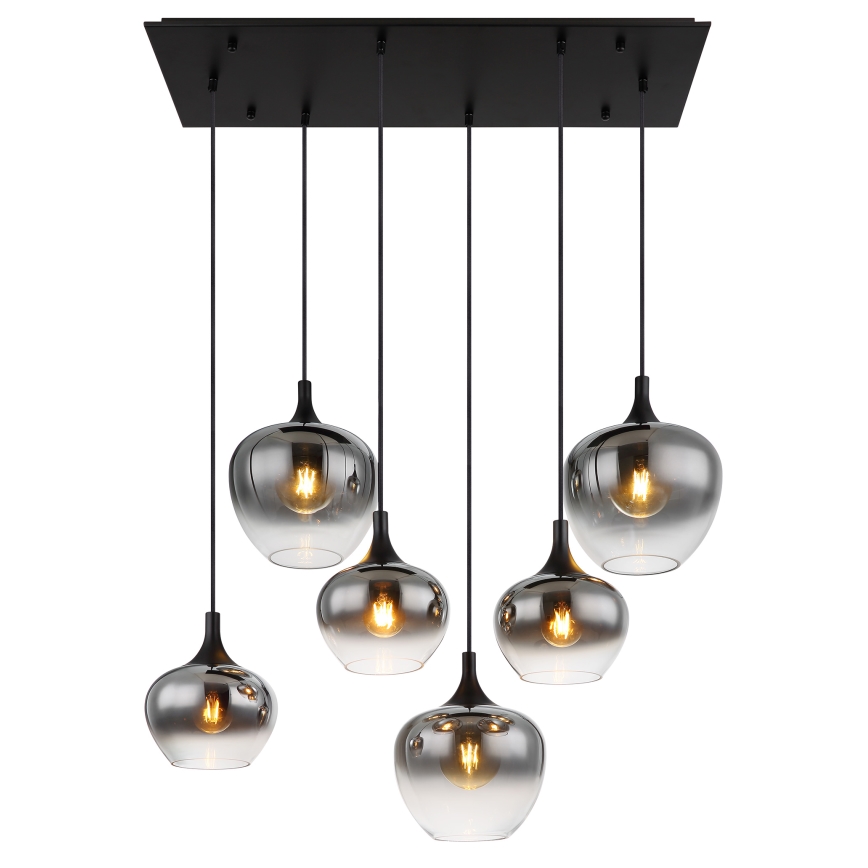 Globo - Hanglamp aan een koord 6xE27/40W/230V zwart
