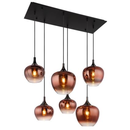 Globo - Koperen kroonluchter aan kabel 6xE27/40W/230V