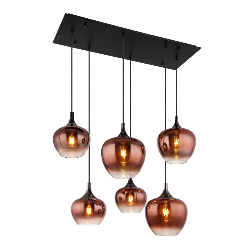 Globo - Koperen kroonluchter aan kabel 6xE27/40W/230V