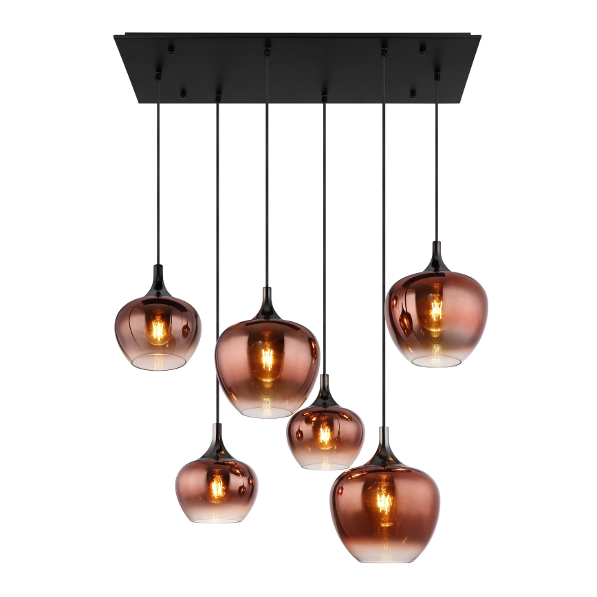 Globo - Koperen kroonluchter aan kabel 6xE27/40W/230V