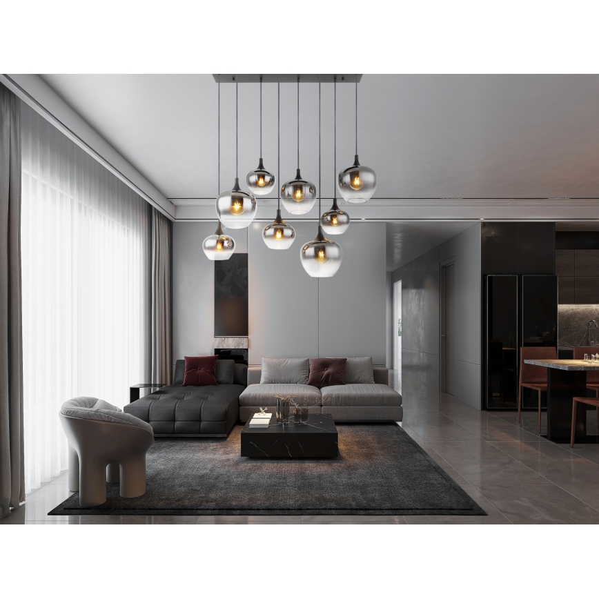 Globo - Hanglamp aan snoer 8xE27/40W/230V zwart
