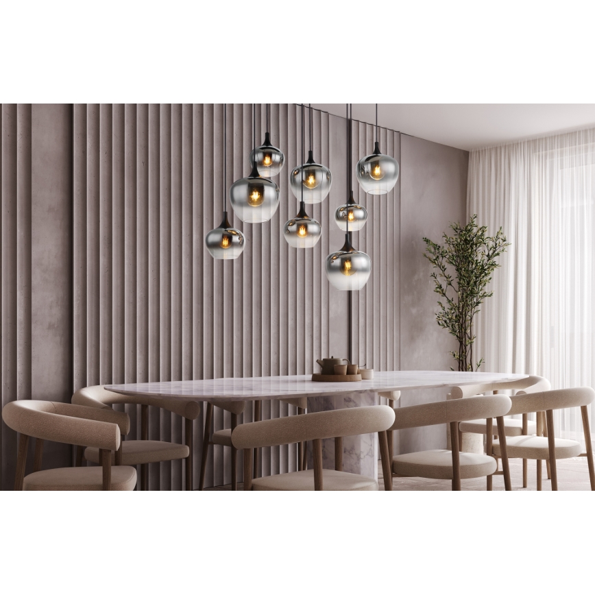 Globo - Hanglamp aan snoer 8xE27/40W/230V zwart