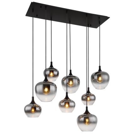 Globo - Hanglamp aan snoer 8xE27/40W/230V zwart