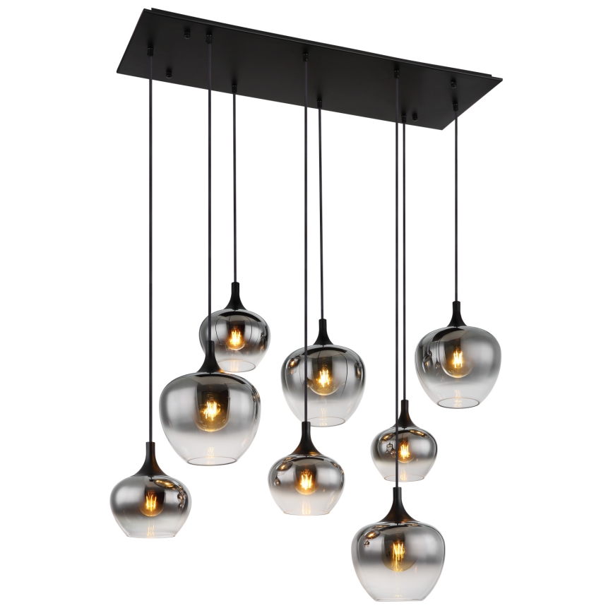 Globo - Suspension sur câble 8xE27/40W/230V noir