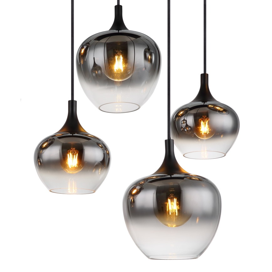 Globo - Suspension sur câble 8xE27/40W/230V noir