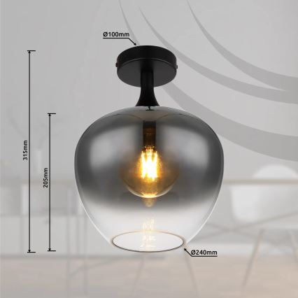 Globo - Plafondlamp 1xE27/40W/230V gerookt